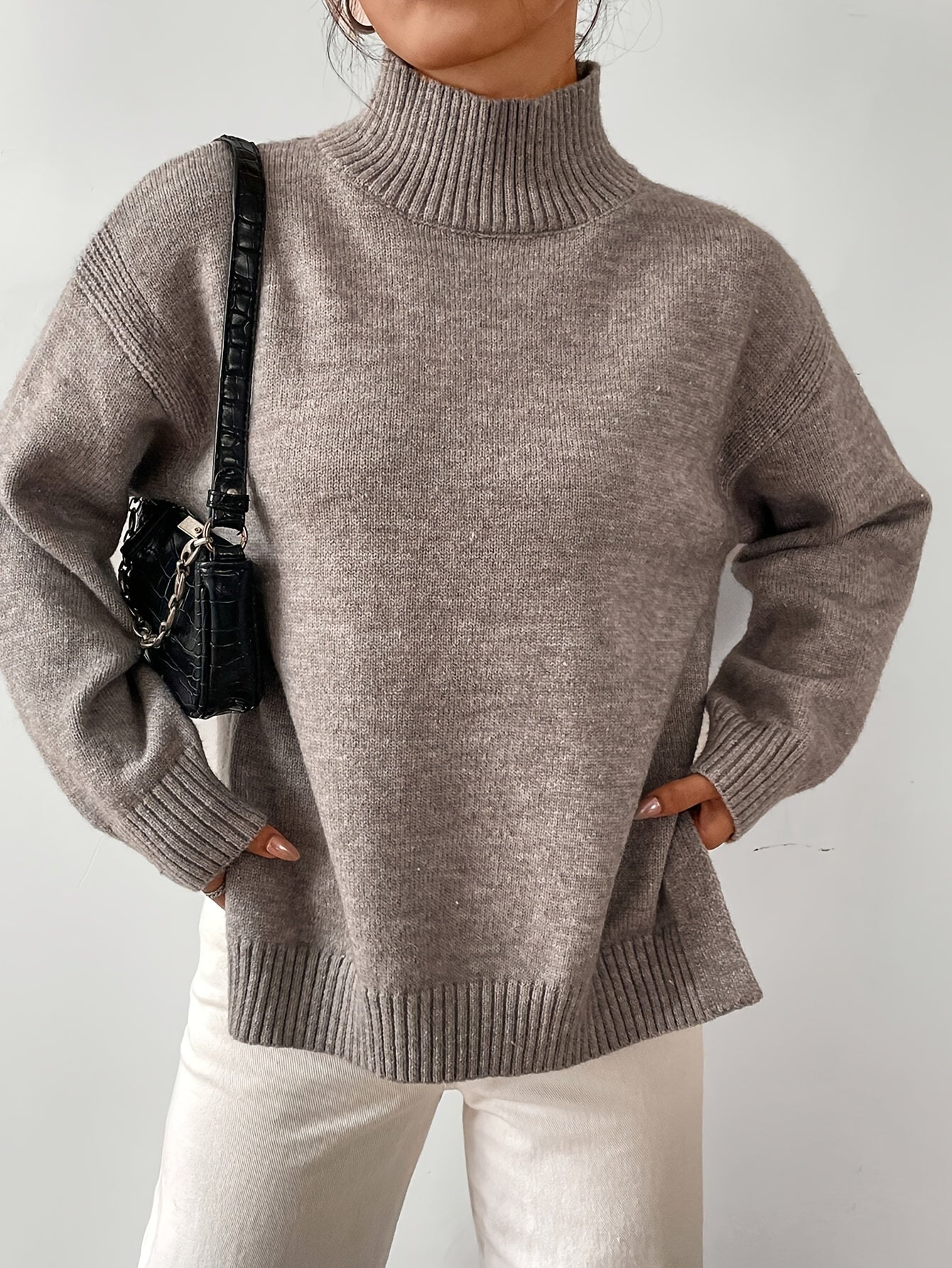 High neck winter sweater