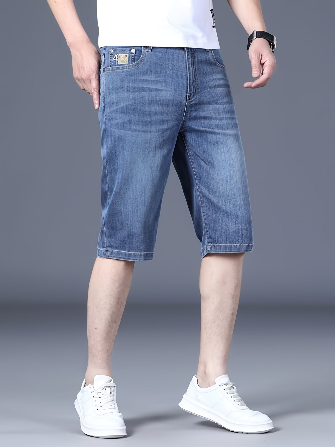 Mid-length Denim Shorts for Men