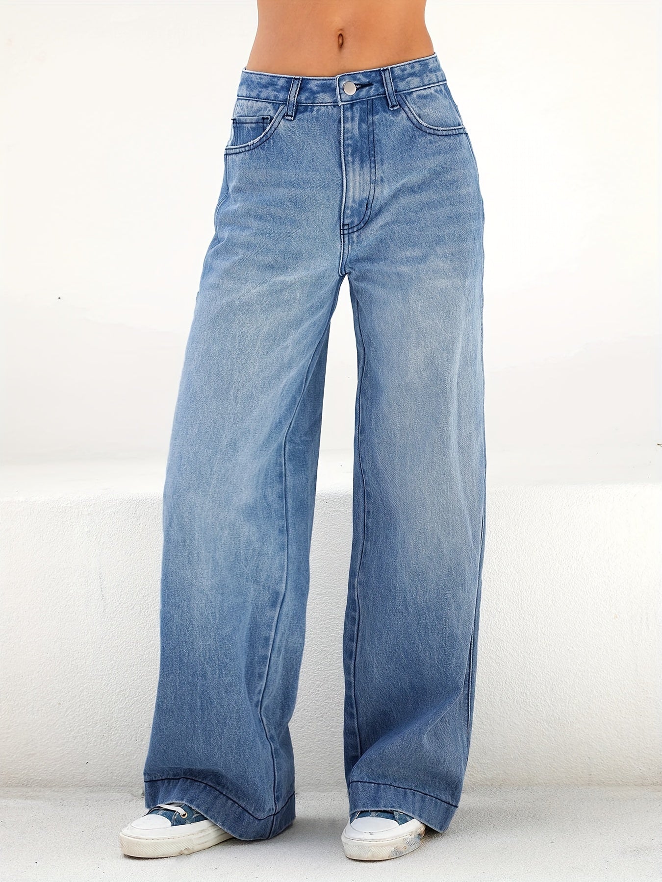 Bequeme Jeans mit weitem Bein