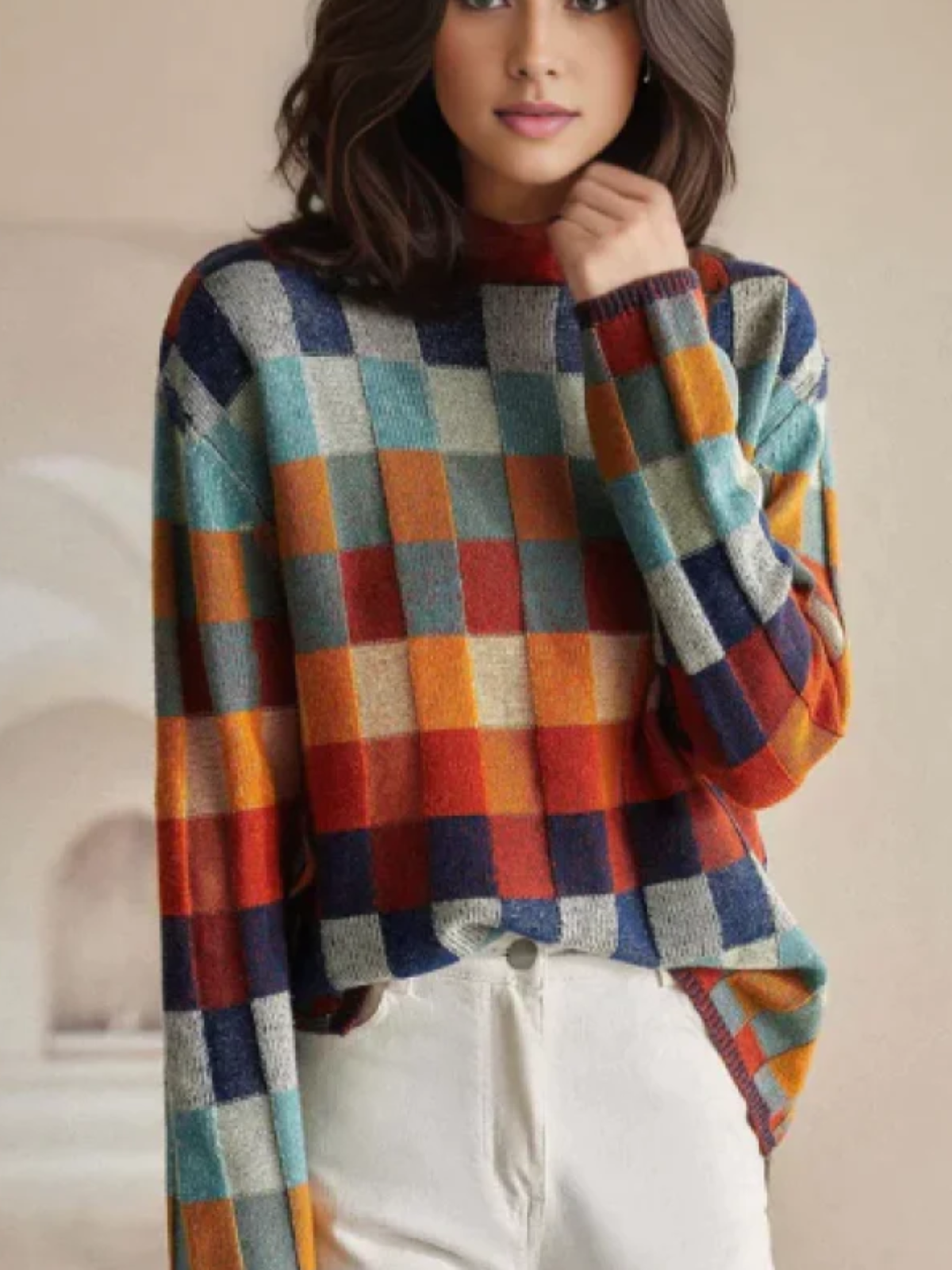 Nina™ | Cashmere Patchwork Turtleneck Sweater