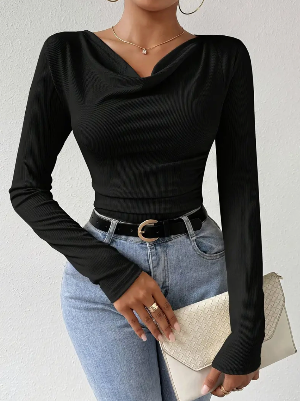 Draped Top with Collar