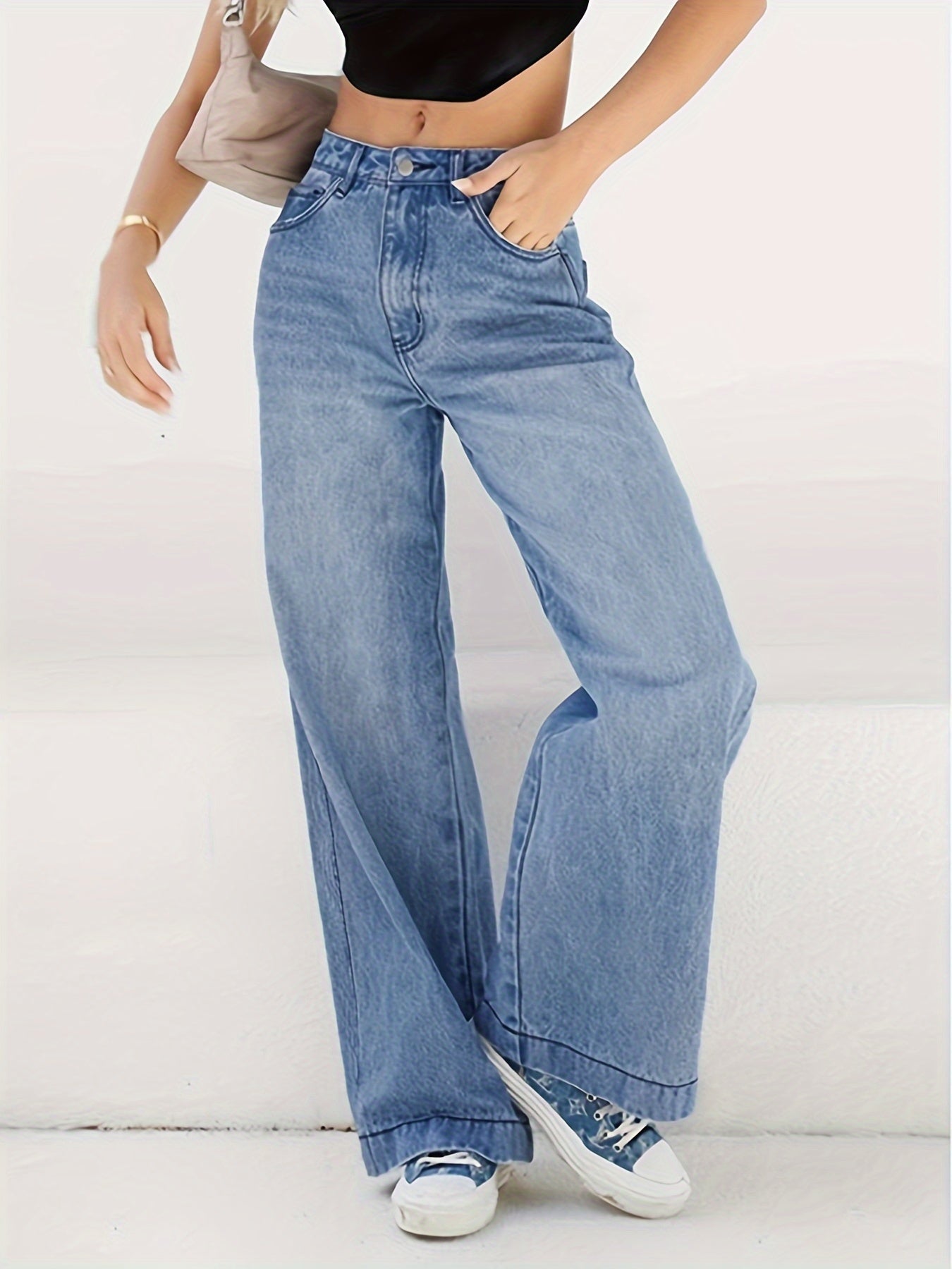 Bequeme Jeans mit weitem Bein