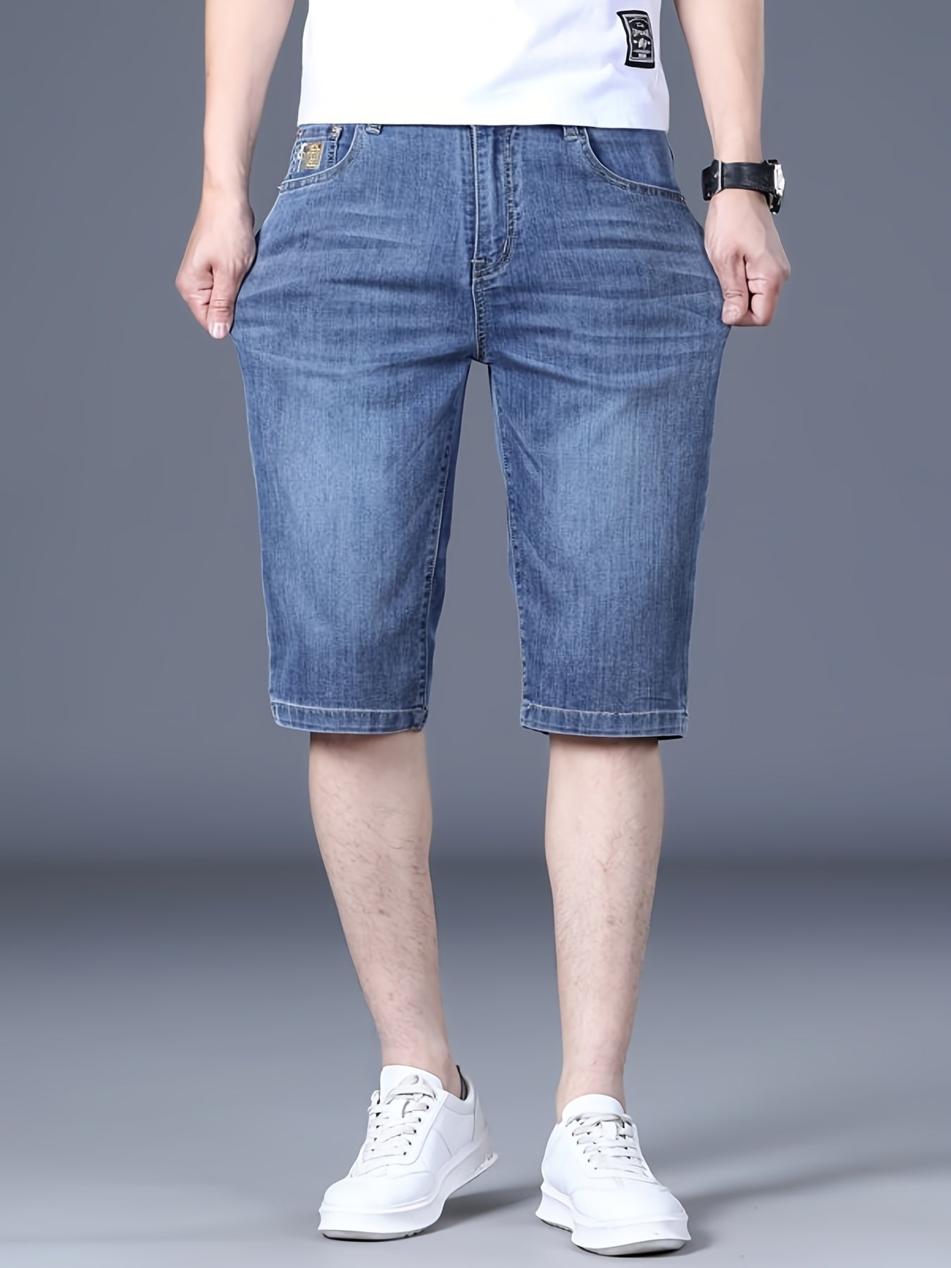 Mid-length Denim Shorts for Men