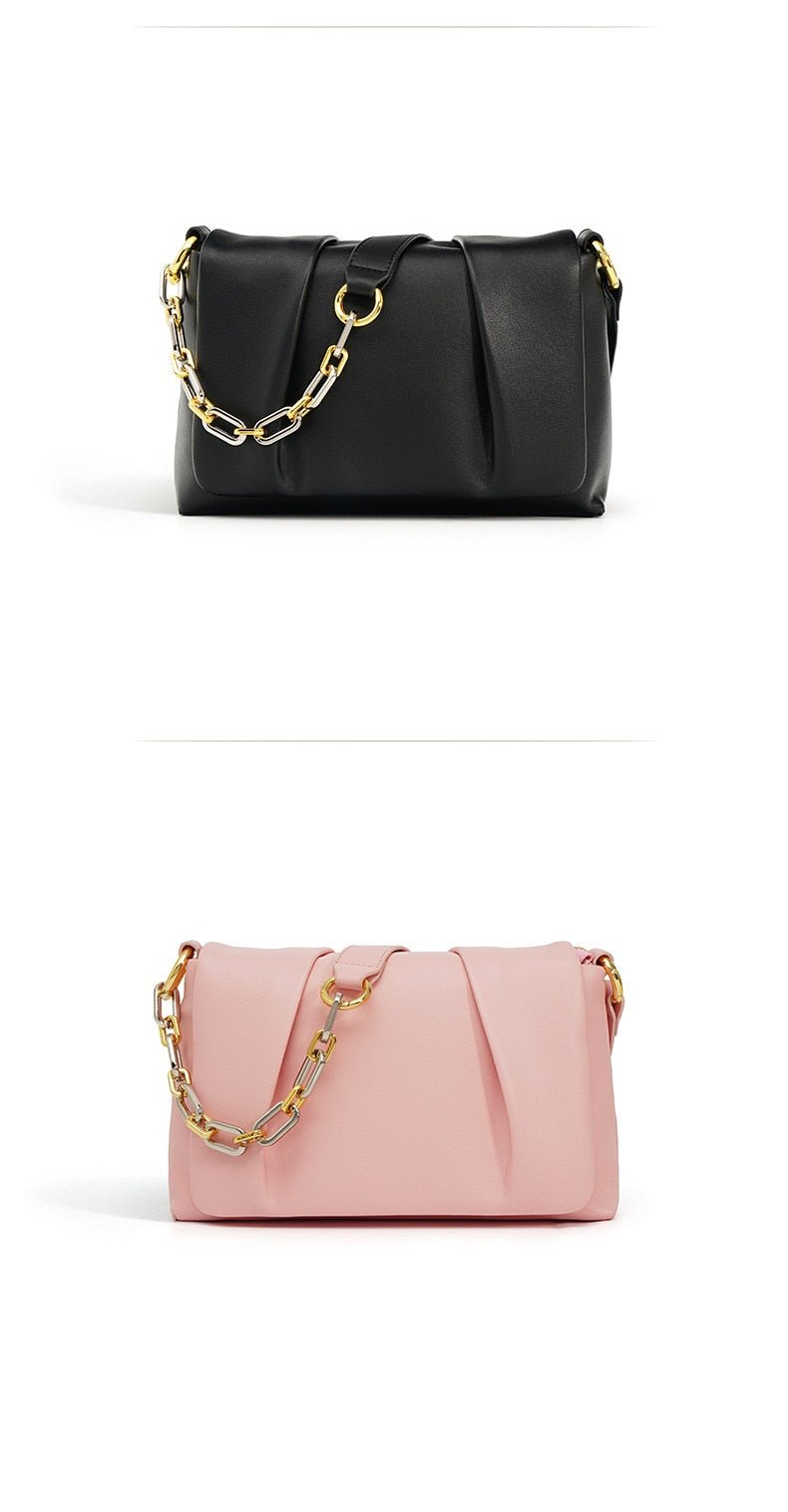 Leather shoulder bag | With chain strap