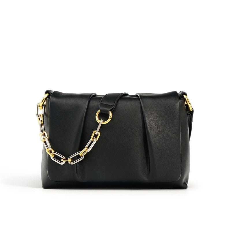 Leather shoulder bag | With chain strap