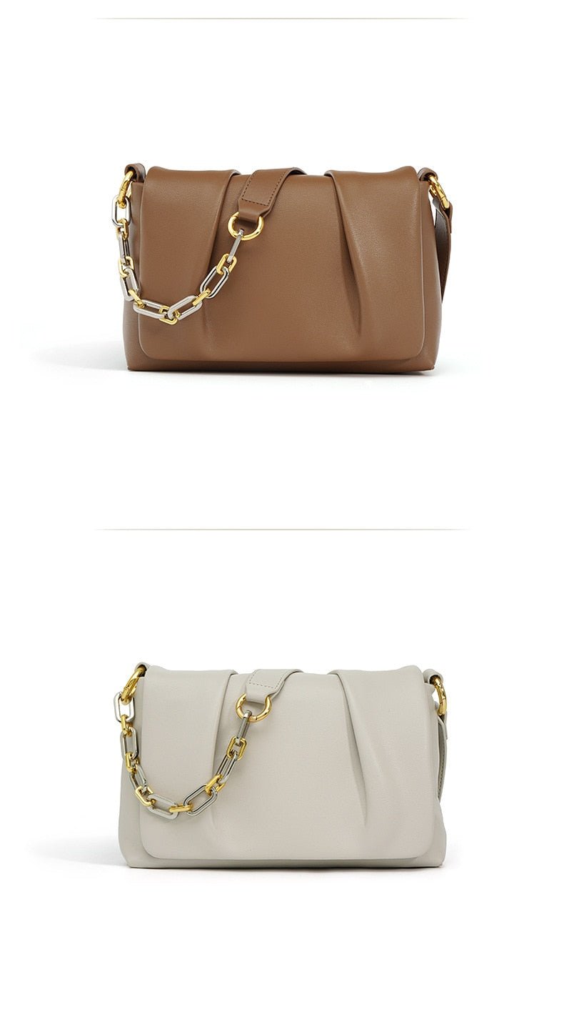 Leather shoulder bag | With chain strap