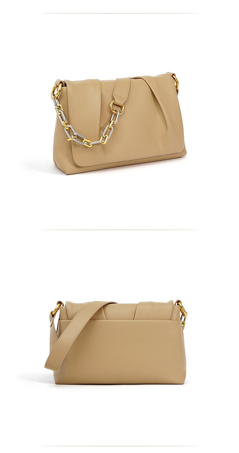 Leather shoulder bag | With chain strap