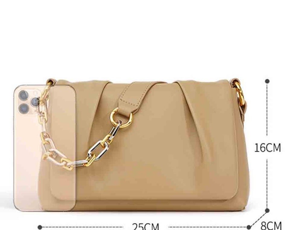 Leather shoulder bag | With chain strap