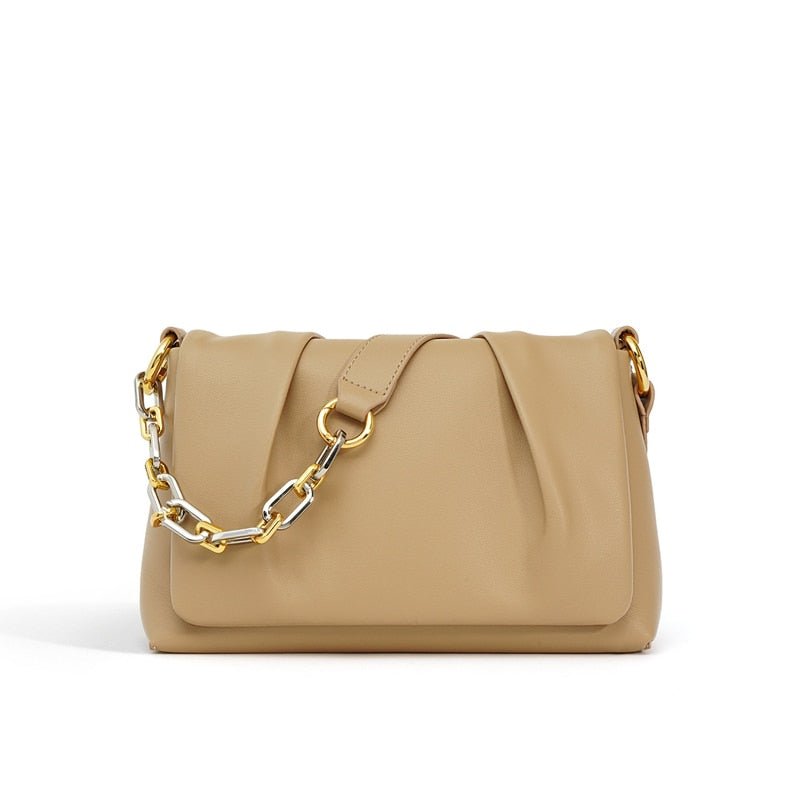 Leather shoulder bag | With chain strap