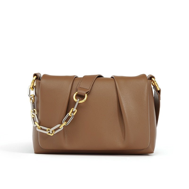 Leather shoulder bag | With chain strap